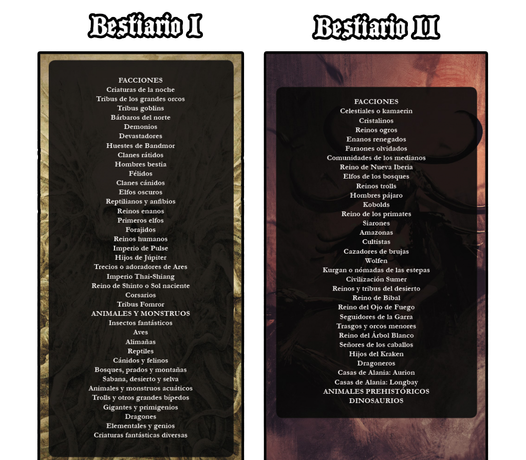 Bestiarios de Dungeon Universalis